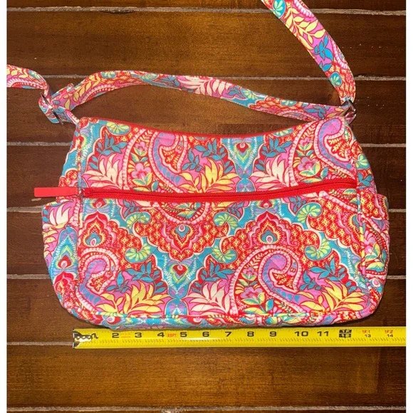 Vera Bradley Crossbody Diaper Bag Shoulder Paisley Floral Print Zip Front Pocket - Picture 6 of 14
